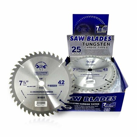 GRIP TIGHT TOOLS 7-1/4-inch Professional 40-Tooth Tungsten Carbide Tipped Circular Saw Blade, Multi-Purpose, 25PK N1601-25